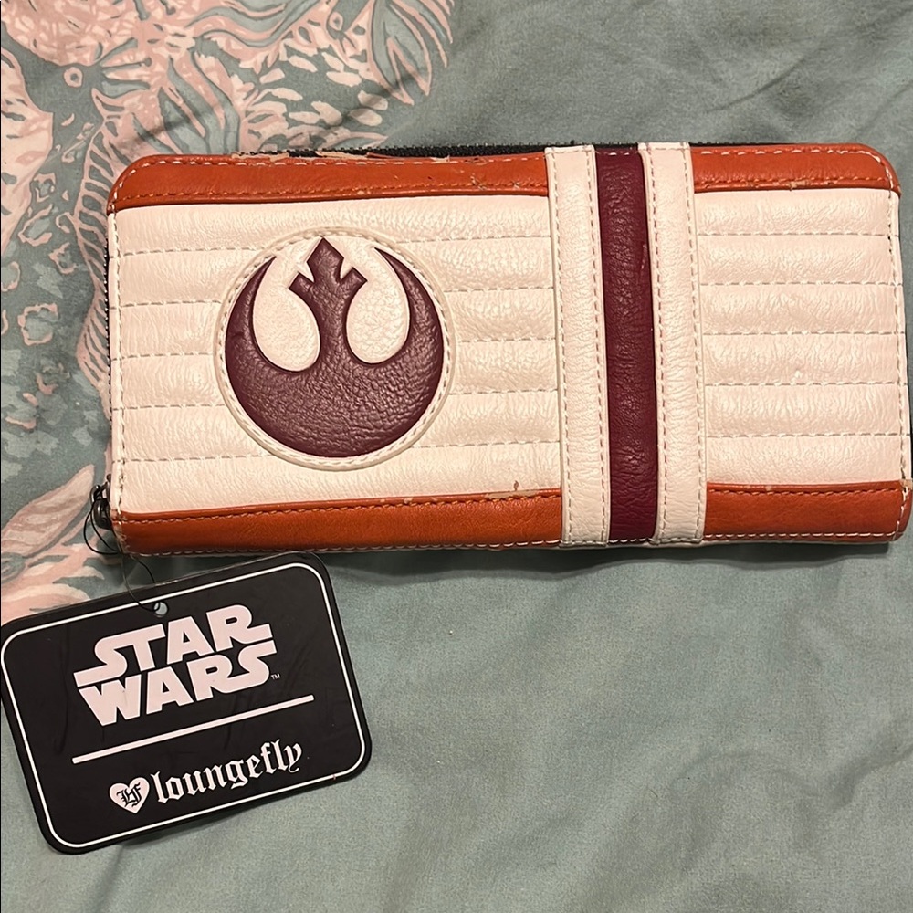 Loungefly Star Wars Wallet in White, Orange, and Maroon. Rebel.